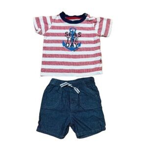 Nautica Red White & Blue 4th of July “Seas the Day” 2-Piece Outfit Size 6-9M